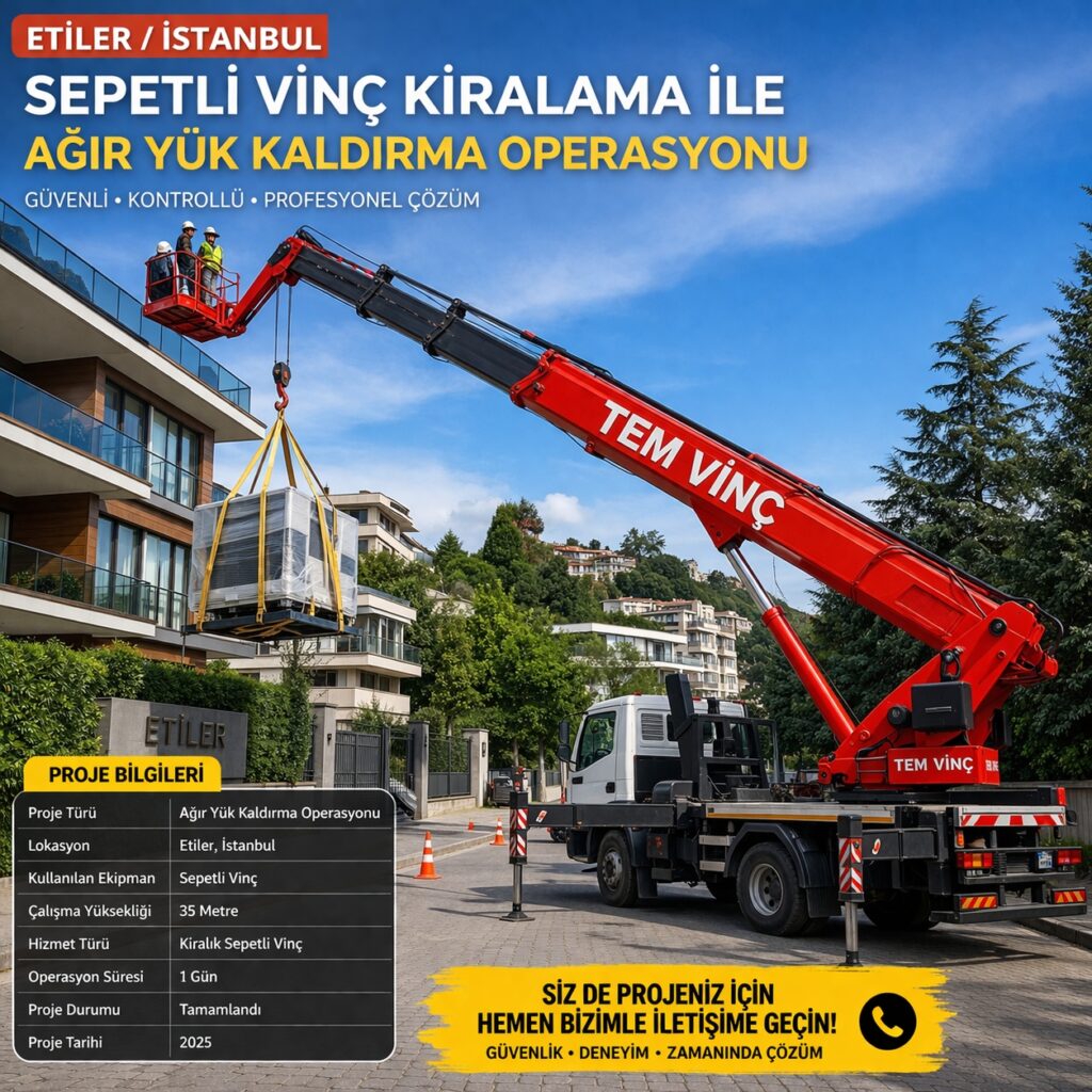 İstanbul Etiler Sepetli Vinç Kiralama ile Ağır Yük Kaldırma Operasyonu
