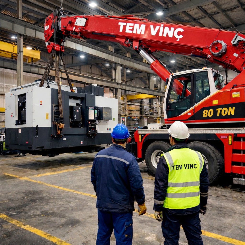 İstanbul Mobil Vinç ile Fabrika Ekipmanı Taşıma Çalışması